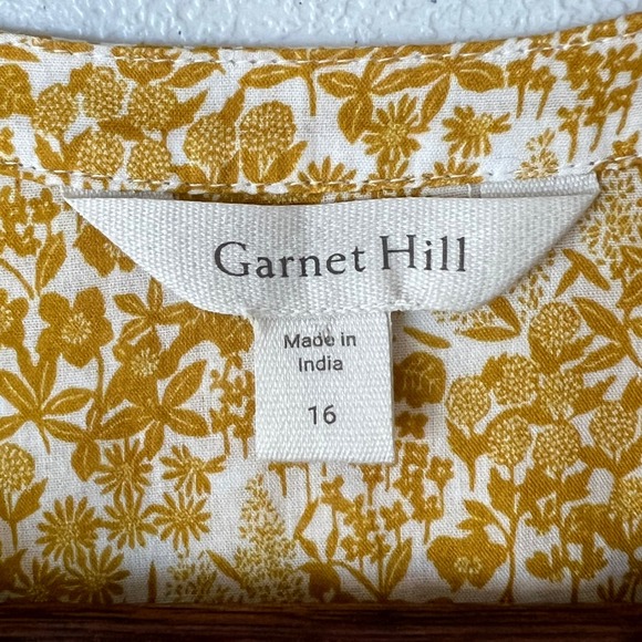 Garnet Hill 16 Blouse Yellow Floral 100% Organic Cotton Button Up Cottagecore - Picture 3 of 13